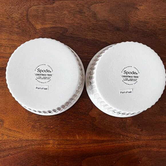 2 Spode Christmas Tree Ramekin Dishes 4-Inch Ribbed Dipping Bowls Holiday Party - Picture 6 of 9